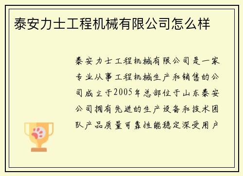 泰安力士工程机械有限公司怎么样